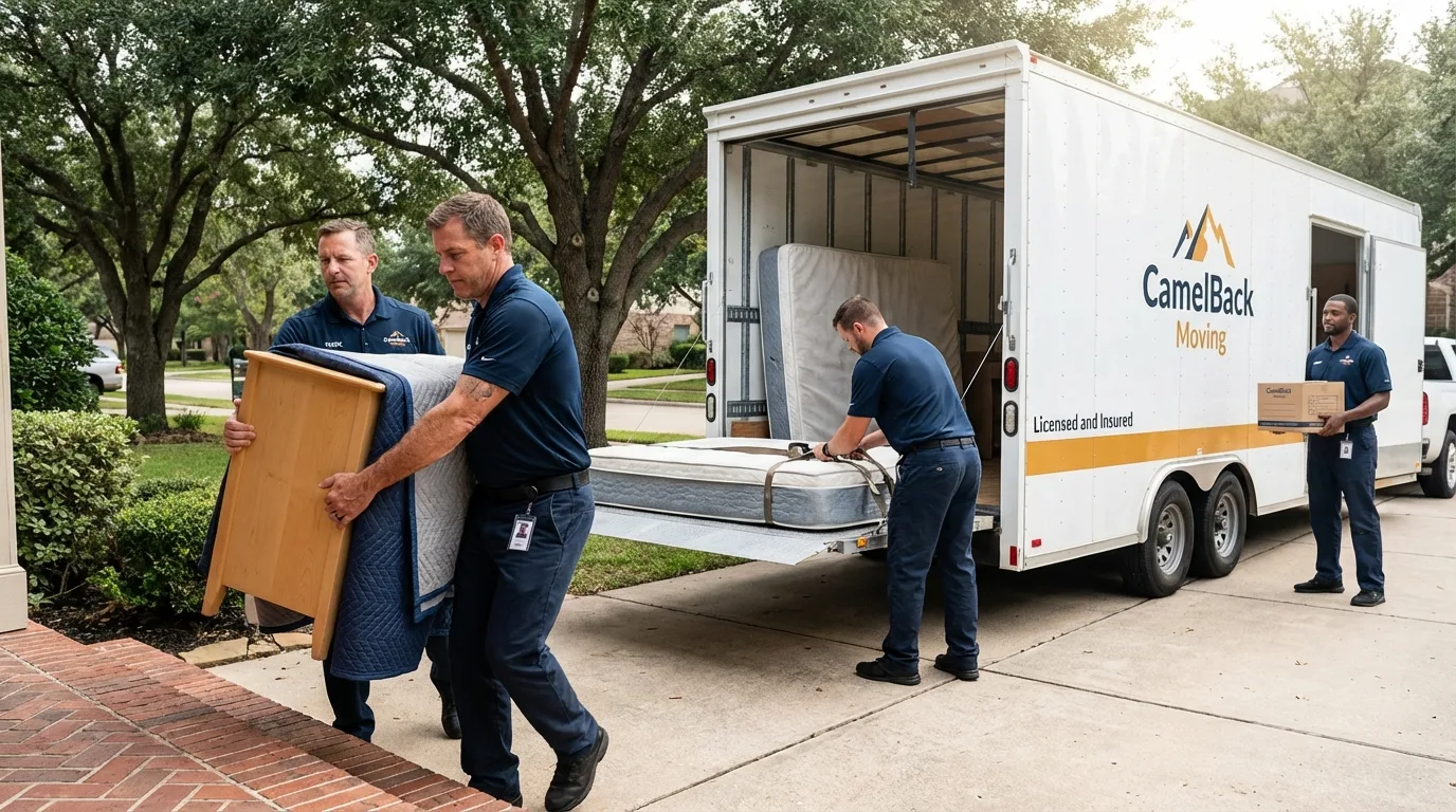 Crew loading residential truck for cross-state move from Wheaton, MN