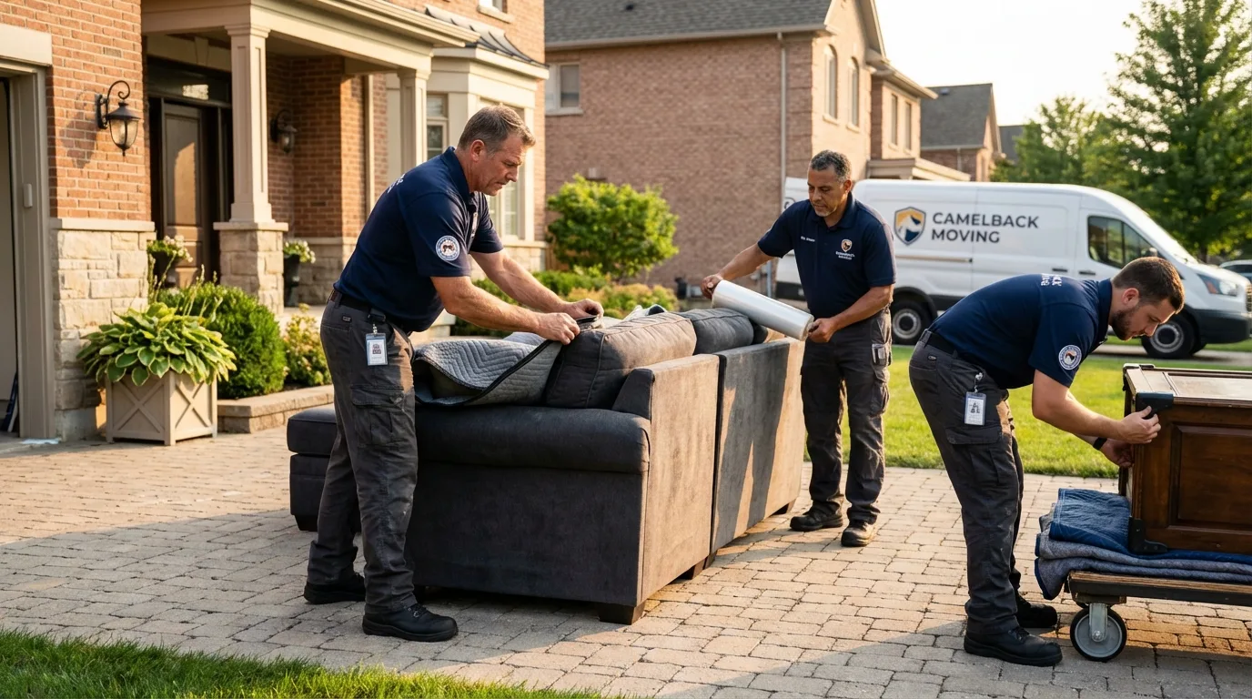 Large estate moving crew wrapping furniture in Wheaton, MN